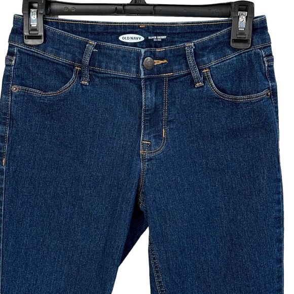 Old Navy SZ 0 Super Skinny Jeans Stretch Zip-Fly Dark Wash Mid-Rise Pockets Blue - Picture 2 of 8